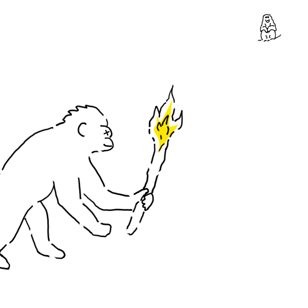 火を手にした猿
